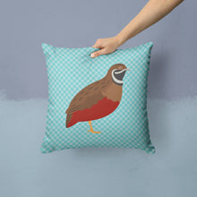 Load image into Gallery viewer, Chinese Painted or King Quail Blue Check Throw Pillow - 14x14 Decorative Pillow – Art for Your Home &amp; Patio BB8130PW1414