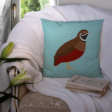 Load image into Gallery viewer, Chinese Painted or King Quail Blue Check Throw Pillow - 14x14 Decorative Pillow – Art for Your Home &amp; Patio BB8130PW1414
