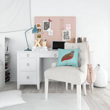 Load image into Gallery viewer, Chinese Painted or King Quail Blue Check Throw Pillow - 14x14 Decorative Pillow – Art for Your Home &amp; Patio BB8130PW1414