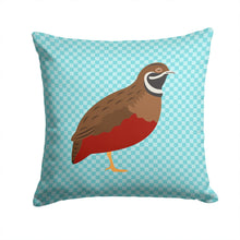 Load image into Gallery viewer, Chinese Painted or King Quail Blue Check Throw Pillow - 14x14 Decorative Pillow – Art for Your Home &amp; Patio BB8130PW1414