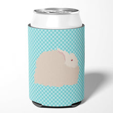 Load image into Gallery viewer, Fluffy Angora Rabbit Blue Check Can or Bottle Hugger BB8133CC