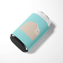 Load image into Gallery viewer, Fluffy Angora Rabbit Blue Check Can or Bottle Hugger BB8133CC