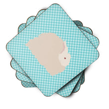 Load image into Gallery viewer, Fluffy Angora Rabbit Blue Check Foam Coaster  BB8133FC