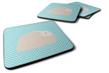Load image into Gallery viewer, Fluffy Angora Rabbit Blue Check Foam Coaster  BB8133FC