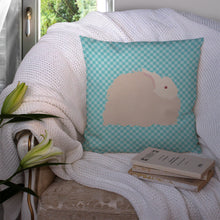Load image into Gallery viewer, Fluffy Angora Rabbit Blue Check Throw Pillow - 14x14 Decorative Pillow – Art for Your Home &amp; Patio BB8133PW1414