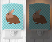 Load image into Gallery viewer, Lionhead Rabbit Blue Check Ceramic Night Light BB8134CNL