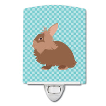 Load image into Gallery viewer, Lionhead Rabbit Blue Check Ceramic Night Light BB8134CNL