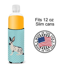 Load image into Gallery viewer, English Spot Rabbit Blue Check   Hugger for slim cans