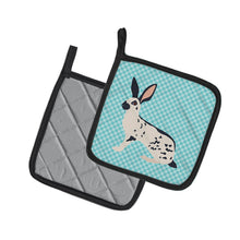 Load image into Gallery viewer, English Spot Rabbit Blue Check Pot Holders - Set of 2 - Heat-Resistant Kitchen Essentials BB8135PTHD