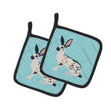 Load image into Gallery viewer, English Spot Rabbit Blue Check Pot Holders - Set of 2 - Heat-Resistant Kitchen Essentials BB8135PTHD