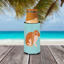 Load image into Gallery viewer, English Lop Rabbit Blue Check   Hugger for slim cans