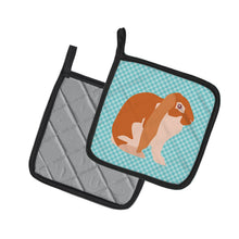 Load image into Gallery viewer, English Lop Rabbit Blue Check Pot Holders - Set of 2 - Heat-Resistant Kitchen Essentials BB8136PTHD