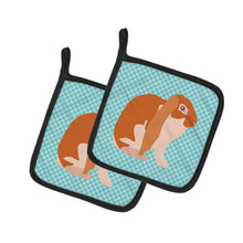 Load image into Gallery viewer, English Lop Rabbit Blue Check Pot Holders - Set of 2 - Heat-Resistant Kitchen Essentials BB8136PTHD