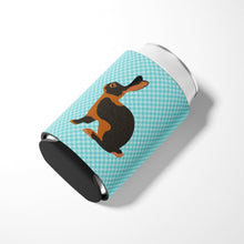 Load image into Gallery viewer, Tan Rabbit Blue Check Can or Bottle Hugger BB8137CC