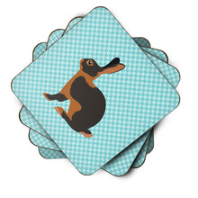 Load image into Gallery viewer, Tan Rabbit Blue Check Foam Coaster  BB8137FC