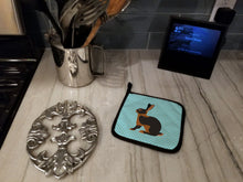 Load image into Gallery viewer, Tan Rabbit Blue Check Pot Holders - Set of 2 - Heat-Resistant Kitchen Essentials BB8137PTHD