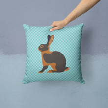 Load image into Gallery viewer, Tan Rabbit Blue Check Throw Pillow - 14x14 Decorative Pillow – Art for Your Home &amp; Patio BB8137PW1414