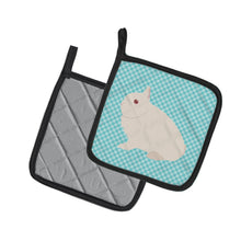 Load image into Gallery viewer, Hermelin Rabbit Blue Check Pot Holders - Set of 2 - Heat-Resistant Kitchen Essentials BB8138PTHD