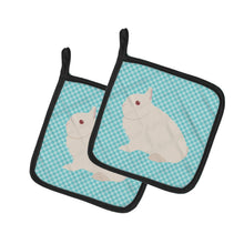 Load image into Gallery viewer, Hermelin Rabbit Blue Check Pot Holders - Set of 2 - Heat-Resistant Kitchen Essentials BB8138PTHD