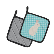 Load image into Gallery viewer, New Zealand White Rabbit Blue Check Pot Holders - Set of 2 - Heat-Resistant Kitchen Essentials BB8139PTHD