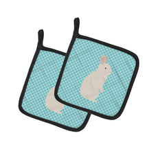 Load image into Gallery viewer, New Zealand White Rabbit Blue Check Pot Holders - Set of 2 - Heat-Resistant Kitchen Essentials BB8139PTHD