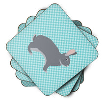 Load image into Gallery viewer, Giant Chinchilla Rabbit Blue Check Foam Coaster  BB8140FC
