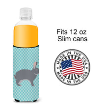 Load image into Gallery viewer, Giant Chinchilla Rabbit Blue Check   Hugger for slim cans