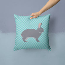 Load image into Gallery viewer, Giant Chinchilla Rabbit Blue Check Throw Pillow - 14x14 Decorative Pillow – Art for Your Home &amp; Patio BB8140PW1414