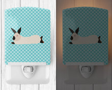 Load image into Gallery viewer, California White Rabbit Blue Check Ceramic Night Light BB8141CNL