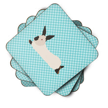 Load image into Gallery viewer, California White Rabbit Blue Check Foam Coaster  BB8141FC