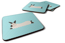 Load image into Gallery viewer, California White Rabbit Blue Check Foam Coaster  BB8141FC