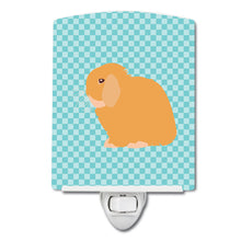 Load image into Gallery viewer, Holland Lop Rabbit Blue Check Ceramic Night Light BB8142CNL