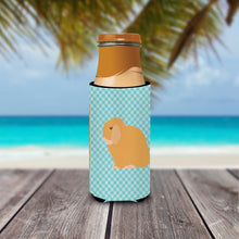 Load image into Gallery viewer, Holland Lop Rabbit Blue Check   Hugger for slim cans