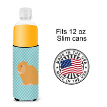 Load image into Gallery viewer, Holland Lop Rabbit Blue Check   Hugger for slim cans