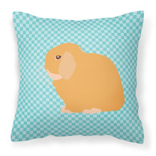Load image into Gallery viewer, Holland Lop Rabbit Blue Check Fabric Decorative Pillow BB8142PW1818