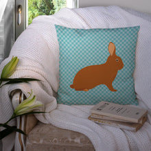Load image into Gallery viewer, Rex Rabbit Blue Check Throw Pillow - 14x14 Decorative Pillow – Art for Your Home &amp; Patio BB8143PW1414