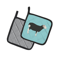 Load image into Gallery viewer, Herwick Sheep Blue Check Pot Holders - Set of 2 - Heat-Resistant Kitchen Essentials BB8144PTHD