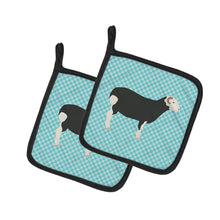 Load image into Gallery viewer, Herwick Sheep Blue Check Pot Holders - Set of 2 - Heat-Resistant Kitchen Essentials BB8144PTHD