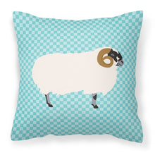 Load image into Gallery viewer, Scottish Blackface Sheep Blue Check Fabric Decorative Pillow BB8147PW1818
