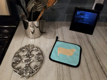 Load image into Gallery viewer, English Leicester Longwool Sheep Blue Check Pot Holders - Set of 2 - Heat-Resistant Kitchen Essentials BB8148PTHD