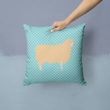 Load image into Gallery viewer, English Leicester Longwool Sheep Blue Check Throw Pillow - 14x14 Decorative Pillow – Art for Your Home &amp; Patio BB8148PW1414