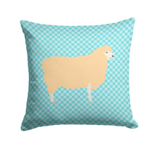 Load image into Gallery viewer, English Leicester Longwool Sheep Blue Check Throw Pillow - 14x14 Decorative Pillow – Art for Your Home &amp; Patio BB8148PW1414