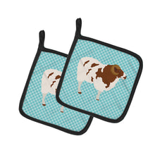 Load image into Gallery viewer, Jacob Sheep Blue Check Pot Holders - Set of 2 - Heat-Resistant Kitchen Essentials BB8149PTHD