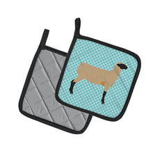 Load image into Gallery viewer, Hampshire Down Sheep Blue Check Pot Holders - Set of 2 - Heat-Resistant Kitchen Essentials BB8150PTHD