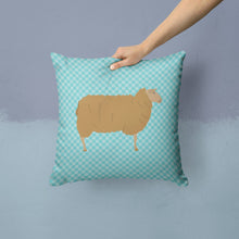 Load image into Gallery viewer, East Friesian Sheep Blue Check Throw Pillow - 14x14 Decorative Pillow – Art for Your Home &amp; Patio BB8151PW1414