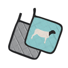 Load image into Gallery viewer, Dorper Sheep Blue Check Pot Holders - Set of 2 - Heat-Resistant Kitchen Essentials BB8152PTHD