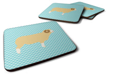 Load image into Gallery viewer, Horned Dorset Sheep Blue Check Foam Coaster  BB8154FC