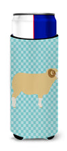 Load image into Gallery viewer, Horned Dorset Sheep Blue Check   Hugger for slim cans