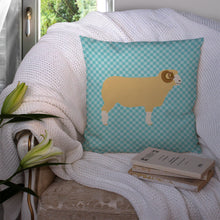 Load image into Gallery viewer, Horned Dorset Sheep Blue Check Throw Pillow - 14x14 Decorative Pillow – Art for Your Home &amp; Patio BB8154PW1414