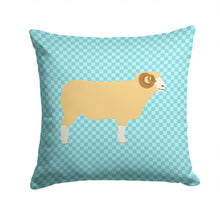 Load image into Gallery viewer, Horned Dorset Sheep Blue Check Throw Pillow - 14x14 Decorative Pillow – Art for Your Home &amp; Patio BB8154PW1414